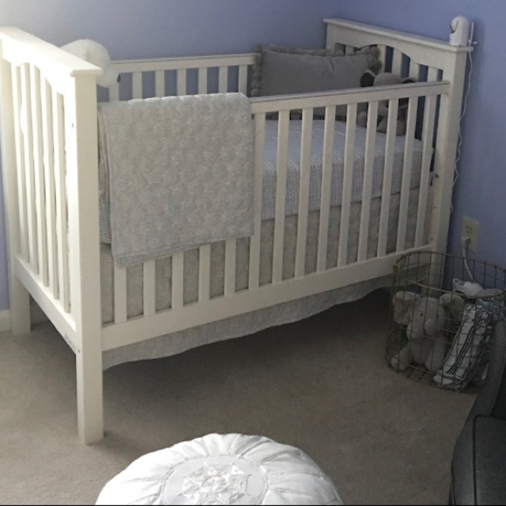 Pottery Barn Kids crib skirt and matching blanket